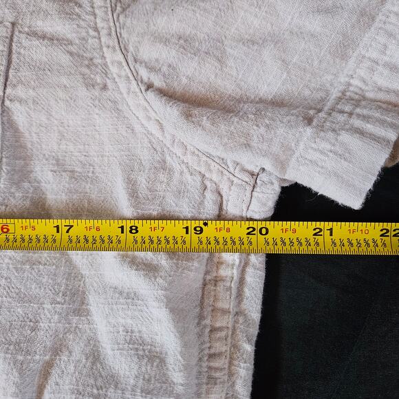 American Eagle White Button Front Short Sleeve Shirt Size M Men's Beachy Casual - Picture 7 of 8